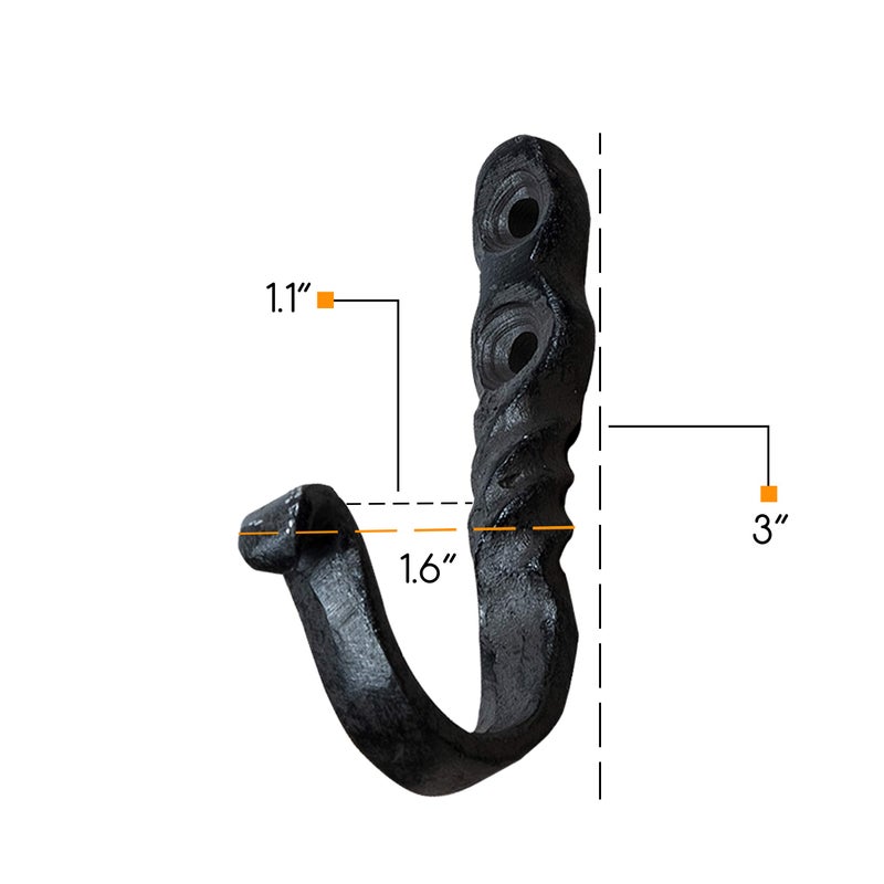 Rustic State Astor Wall Mount Cast Iron Hooks Coat Towel Bag Hat Hanger Multiuse Entryway Railroad Spike Rack Black Set of 10 - Image 4